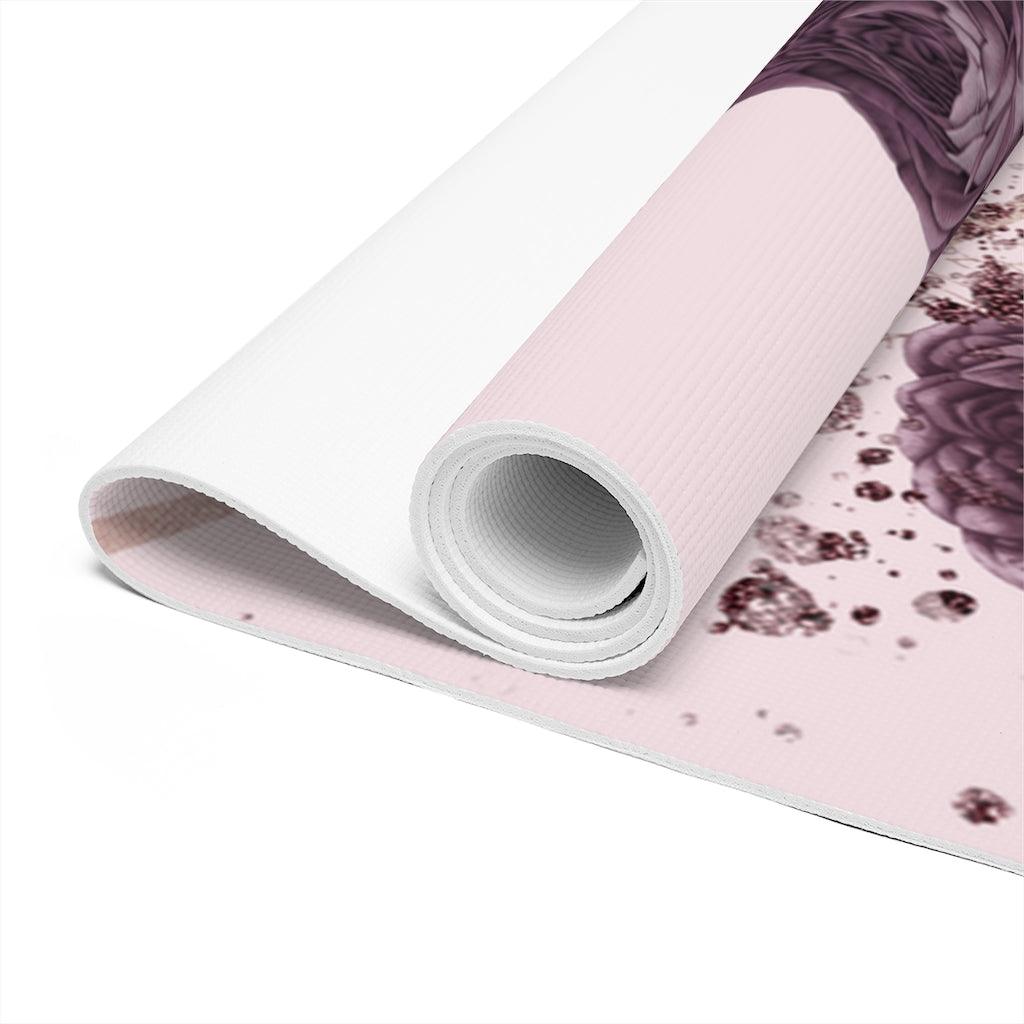 Pink Floral Foam Yoga Mat Printify