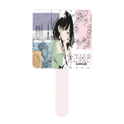 Handle Square Mirror｜Rubber -Japanese, Japan, Girl, Kawaii, Cute, Anime, Manga Style, Peace, Sushi, Tokyo, Cherry Blossoms (Designed by Dunbi)