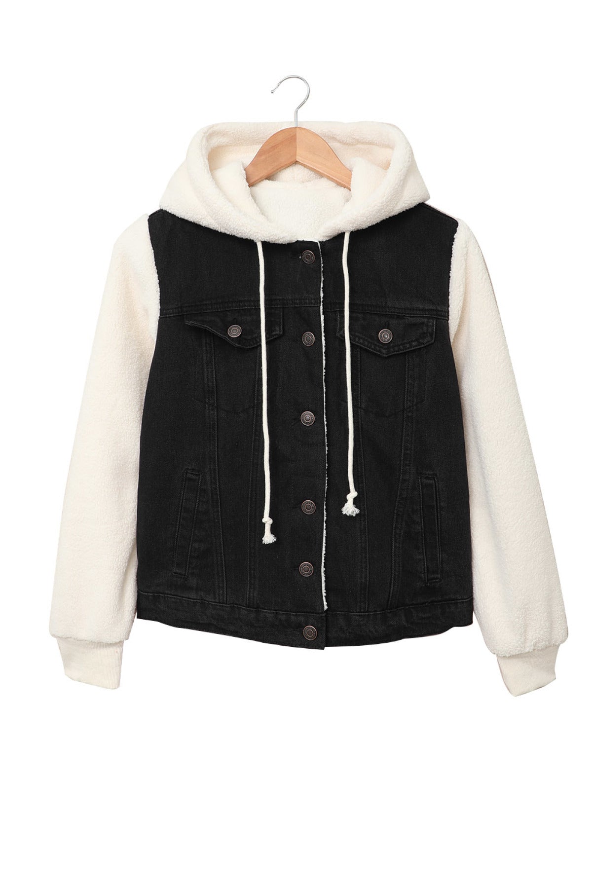 Sherpa Denim Splicing Buttoned Jacket Kiwidrop