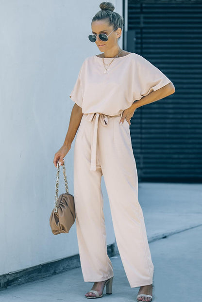 Oh So Glam Belted Wide Leg Jumpsuit Kiwidrop