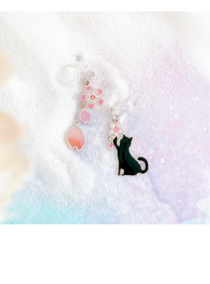 Women's  Cute Cherry & Cat Earrings Kiwidrop