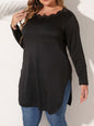 Plus Size Slit Long Sleeve T-Shirt