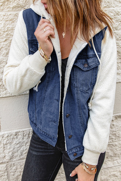 Sherpa Denim Splicing Buttoned Jacket Kiwidrop