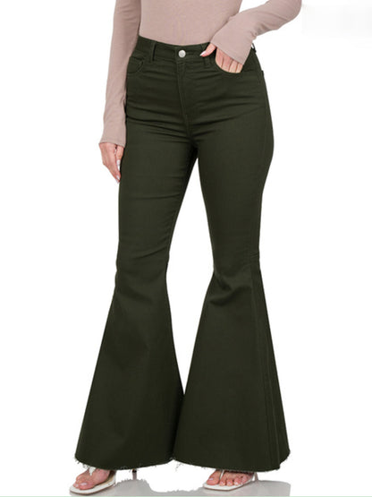 Plus Size High Rise Super Flare Denim Pants By Zenana Kiwidrop