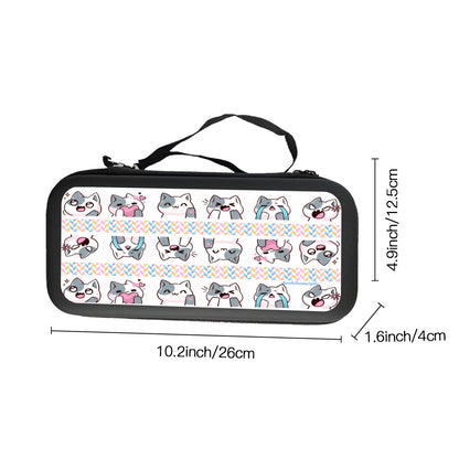 Nintendo Switch Storage Bag (Double-Sided Printing)｜Eva Material -Kawaii Cat, Anime Style, Cartoon, Emotions, Happy, Sad, Angry, Laughing, White Background (Designed by Dunbi)