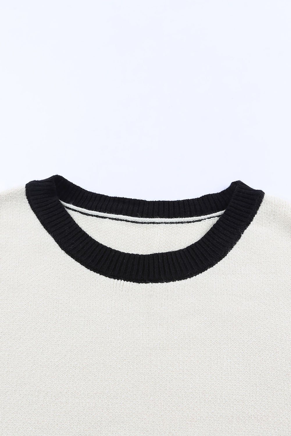 Round Neck Ribbed Trim Sweater