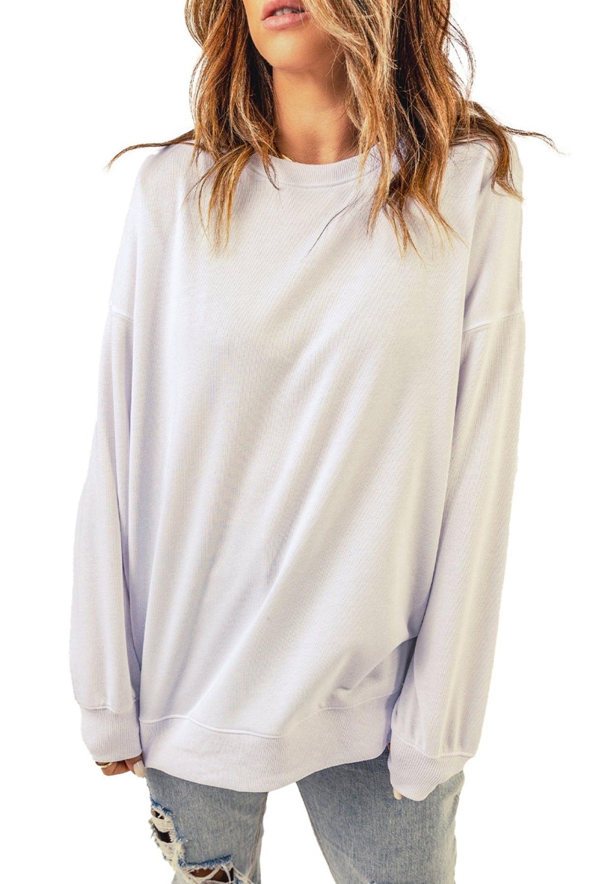 Oversized Solid Drop Shoulder Sweatshirt Kiwidrop