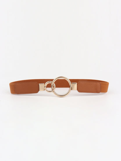 Double Ring Buckle Elastic PU Belt