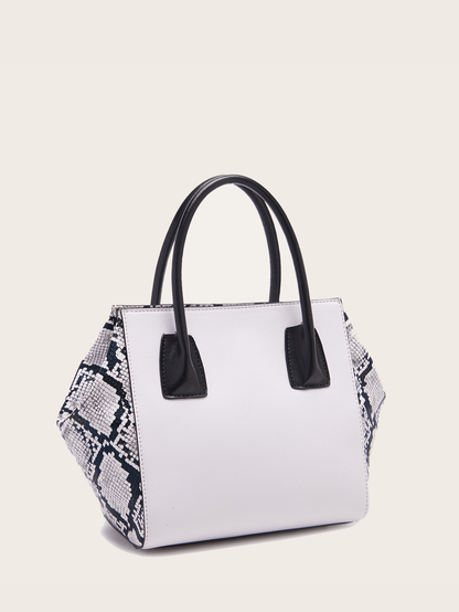 Retro Snakeskin Print Tote Bag Kiwidrop