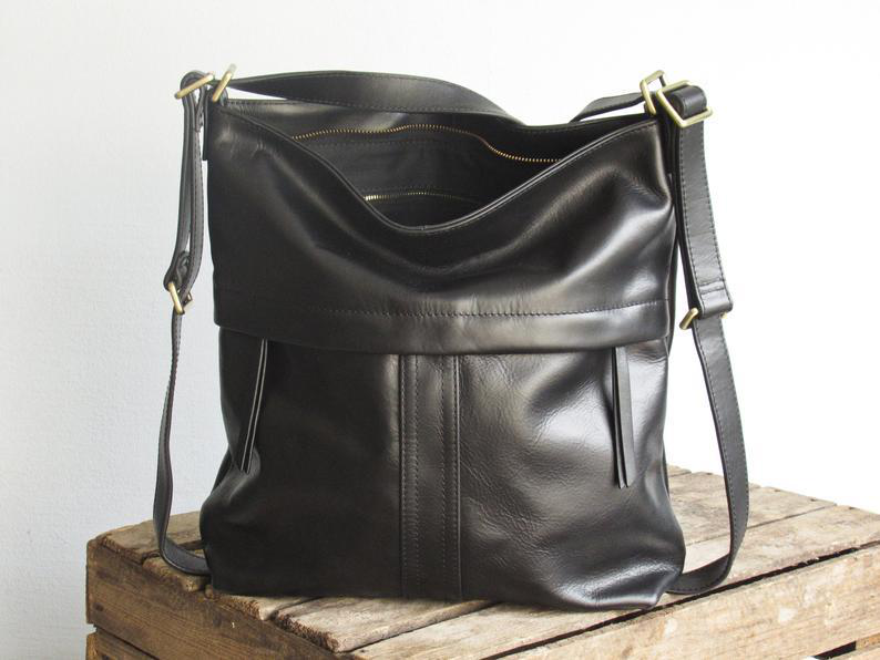 Retro Waxy Leather Two-Way Shoulder Bag Kiwidrop