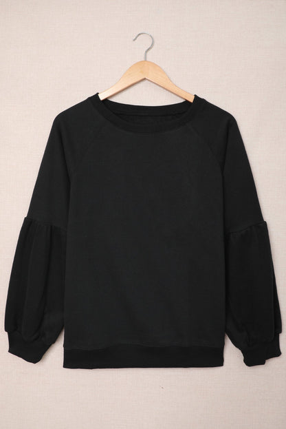 Raglan Patchwork Sleeve Pullover Sweatshirt Kiwidrop