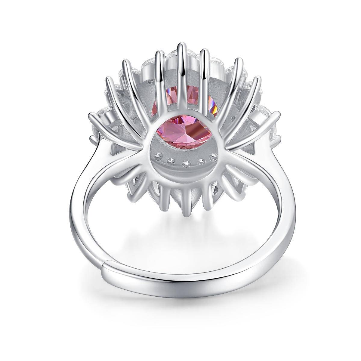 Pink Flame-Shaped 925 Sterling Silver Adjustable Rings