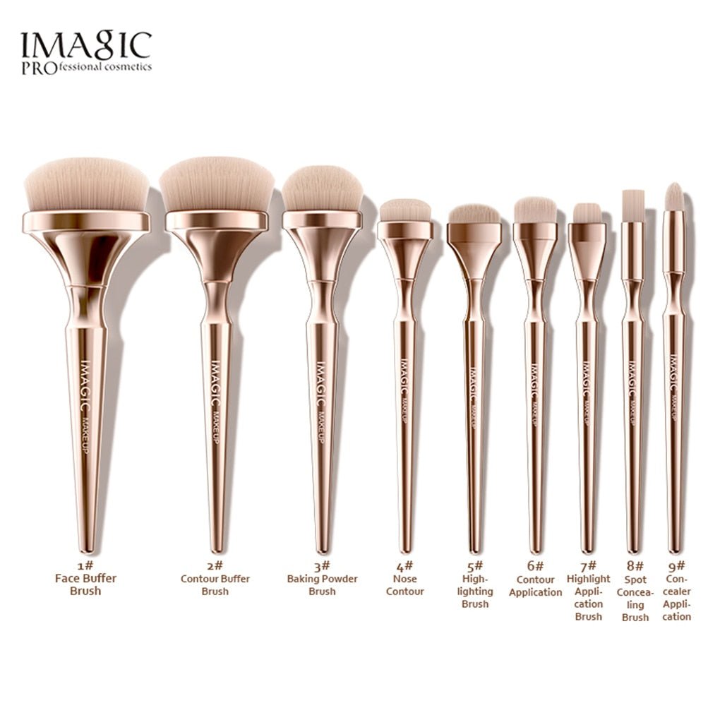 9pcs/Set Makeup Brushes Eye Shadow Powder Foundation Brush Blending Beauty Tools Nylon Hair Plastic Handle - DunbiBeauty, LLC