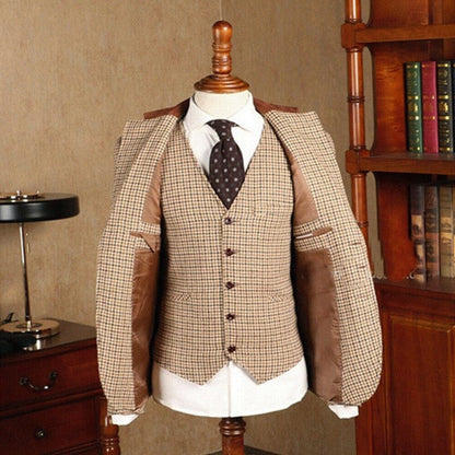 Men's 3 Piece Slim Fit Tweed Suit Dsers