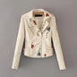 Women's Embroidered PU Leather Jacket Dsers