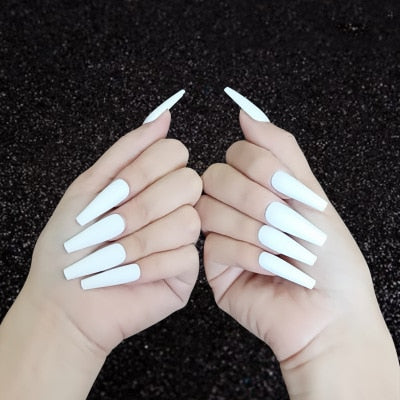 Nail Art Fake Nails Stiletto Tips Clear Press on Long False with Glue Coffin Stick Display Full Cover Artificial Designs Matte Dsers