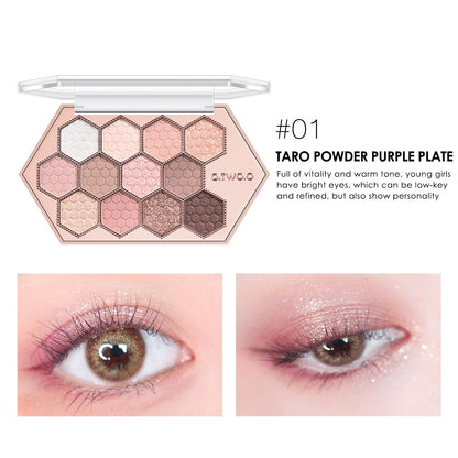 O.TWO.O Eyeshadow Palette 12 Colors Shimmer Matte Eye Shadow Long-lasting Waterproof Eye Pigments Shiny Shadows Cosmetics