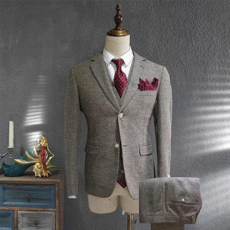 Men's 3 Piece British Style Suit Dsers