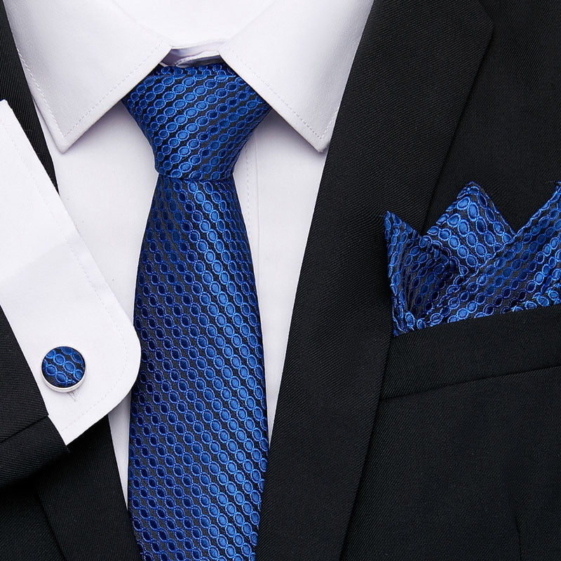 Men's Silk Tie Handkerchief and Cufflinks Set Dsers