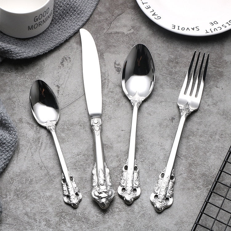 Spklifey Dinnerware Set Gold Cutlery Fork Stainless Steel Spoon Royal Cutlery Forks Knives Spoons Kitchen Spoon Tableware Dsers