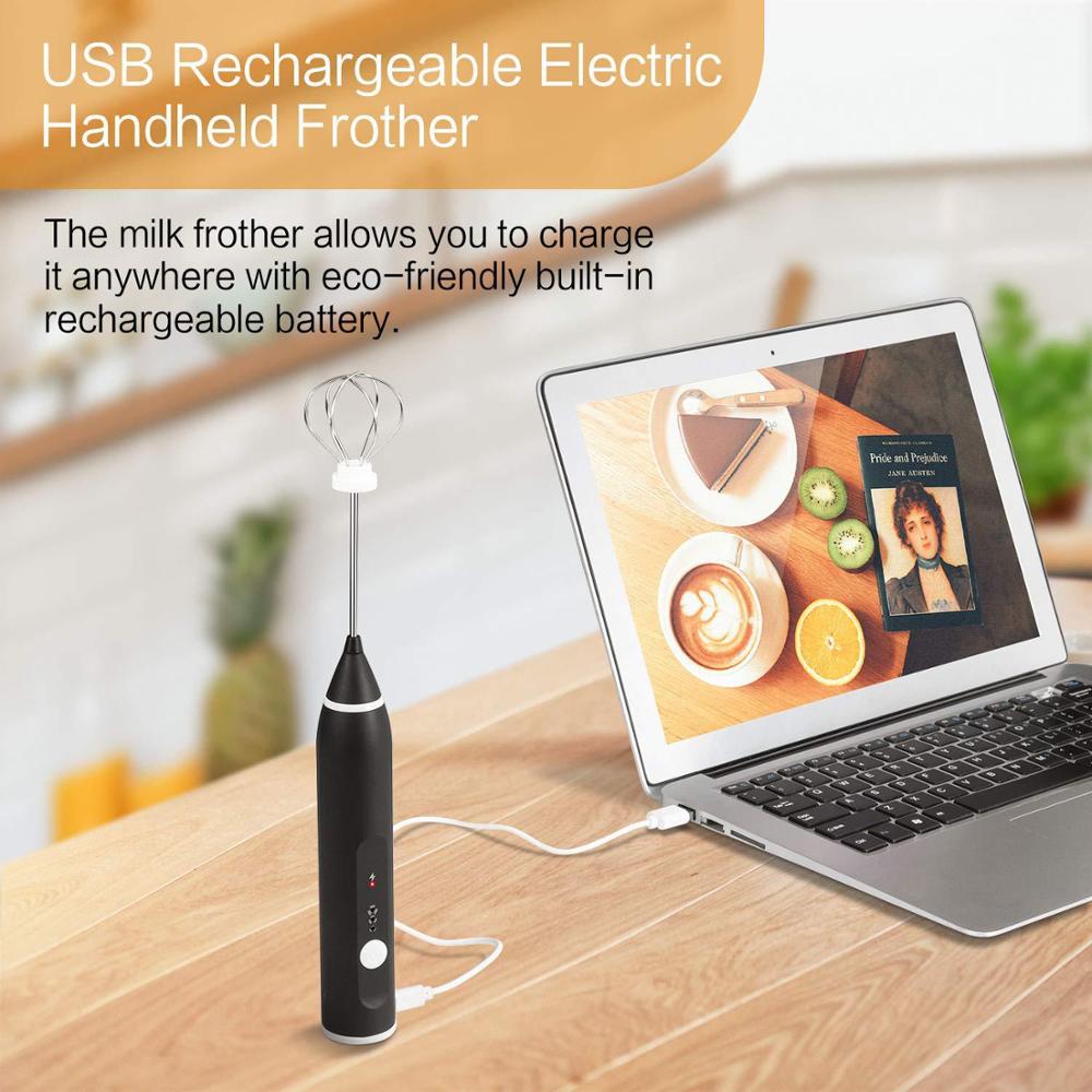 USB Electric Egg Whisk Automatic Handhold Foam Coffee Maker Egg Beater Cappuccino Frother Portable Kitchen Milk Cream Tool Dsers