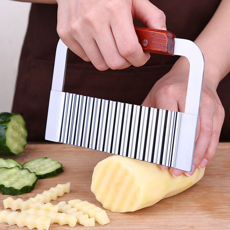 Stainless Steel Potato Chip Slicer Vegetable Fruit Crinkle Wavy Slicer Knife Potato Cutter Kitchen French Fries Maker Tools Dsers