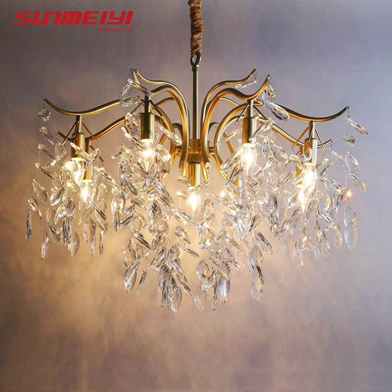 Nordic LED Crystal Chandeliers Gold Black Chandelier Luxury Lighting Kitchen Dining Living room Bedroom Lamp lustre pendente Dsers