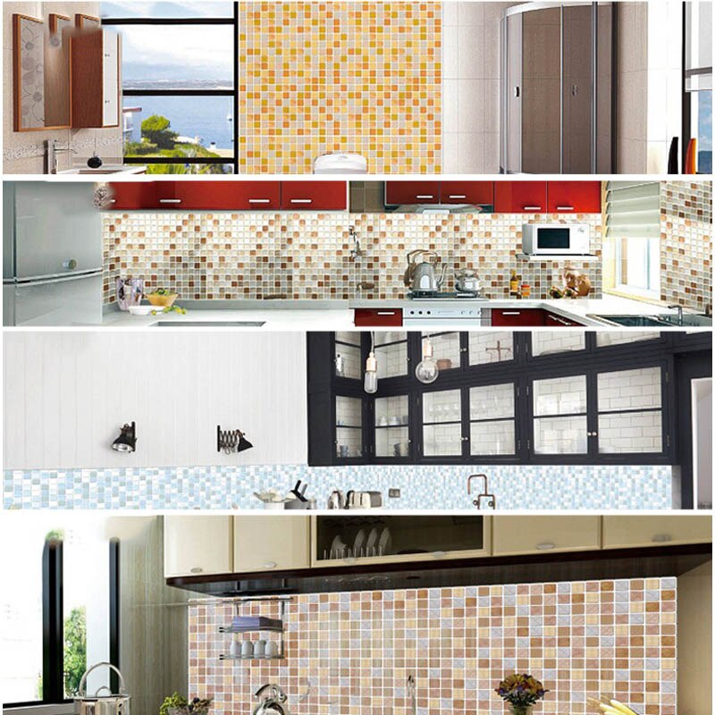 Mosaic Wall Tile Peel and Stick  Self adhesive Backsplash DIY Kitchen Bathroom Home Wall Sticker Vinyl 3D Dsers