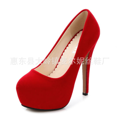 Women's Suede Round Toe High Heels Dsers