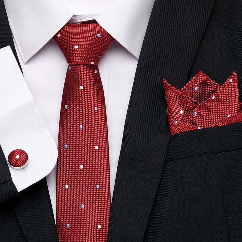 Men's Silk Tie Handkerchief and Cufflinks Set Dsers