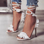 Women's Open Toe Sandal Heels with Ruffles Dsers