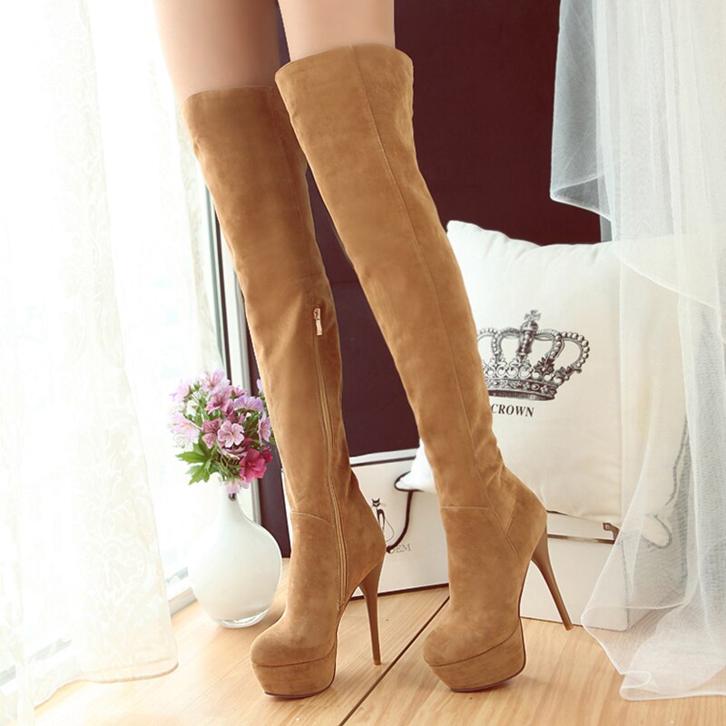 Women's Thigh High Suede Stiletto Boots Dsers