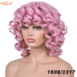 Short Hair Afro Curly Wig With Bangs For Black Women Synthetic Ombre Glueless Cosplay Wigs High Temperature Annivia