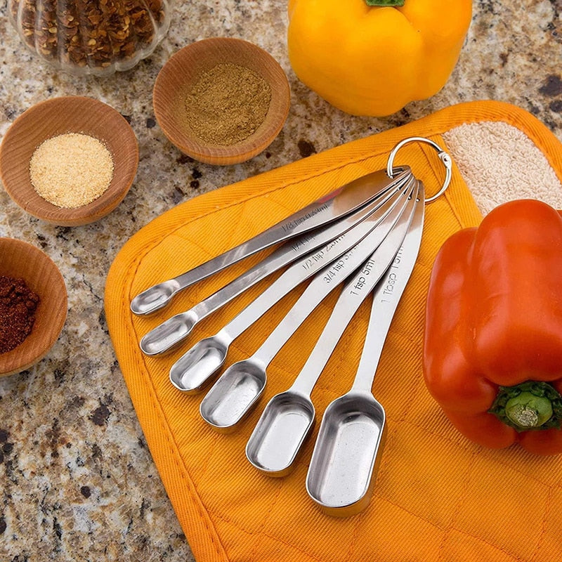 Stainless Steel Measuring Cup Measuring Spoons Metal Spoon Set Teaspoons Tools Pastry Utensils Kitchen Helper Baking Accessories Dsers