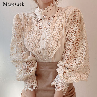 Women's Lace Blouse with Petal Sleeve Pattern Dsers