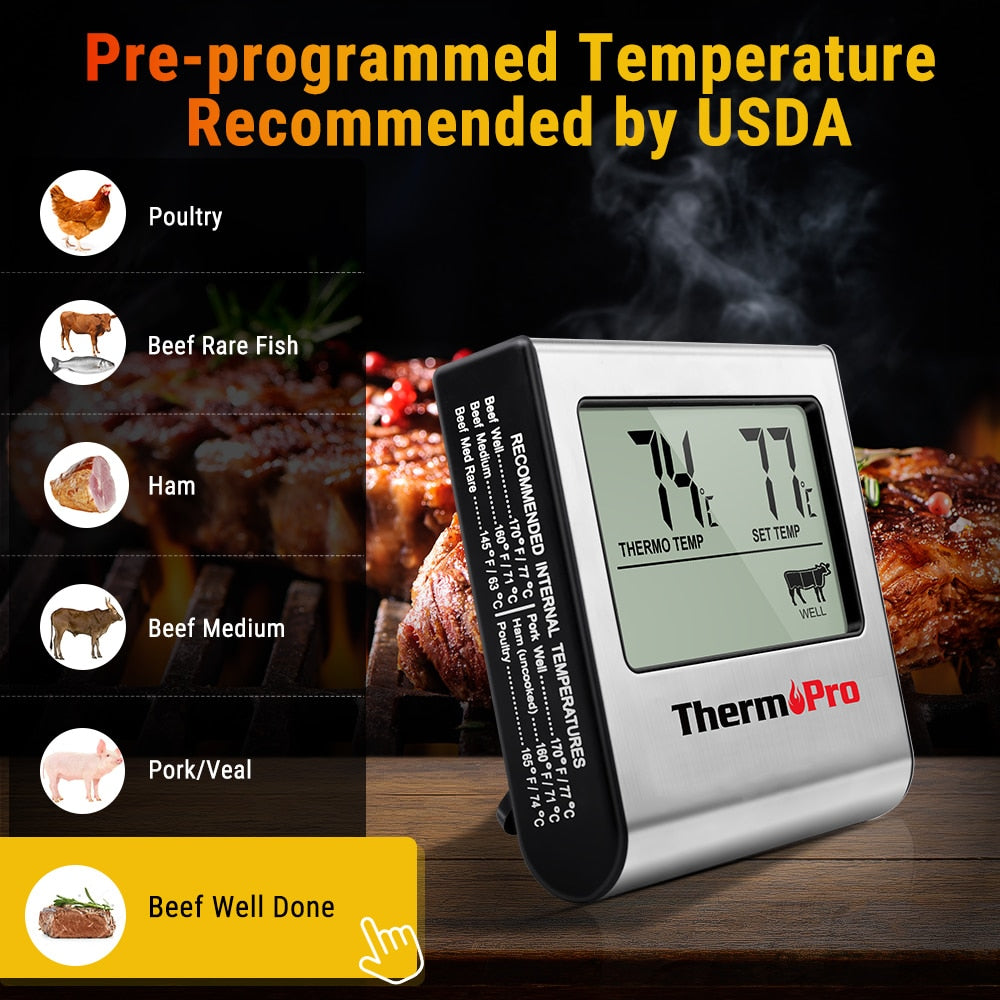 TP16 Digital Barbecue Meat Thermometer For Oven Thermomet With Timer Meat Probe Cooking Kitchen Thermometer For Meat Dsers