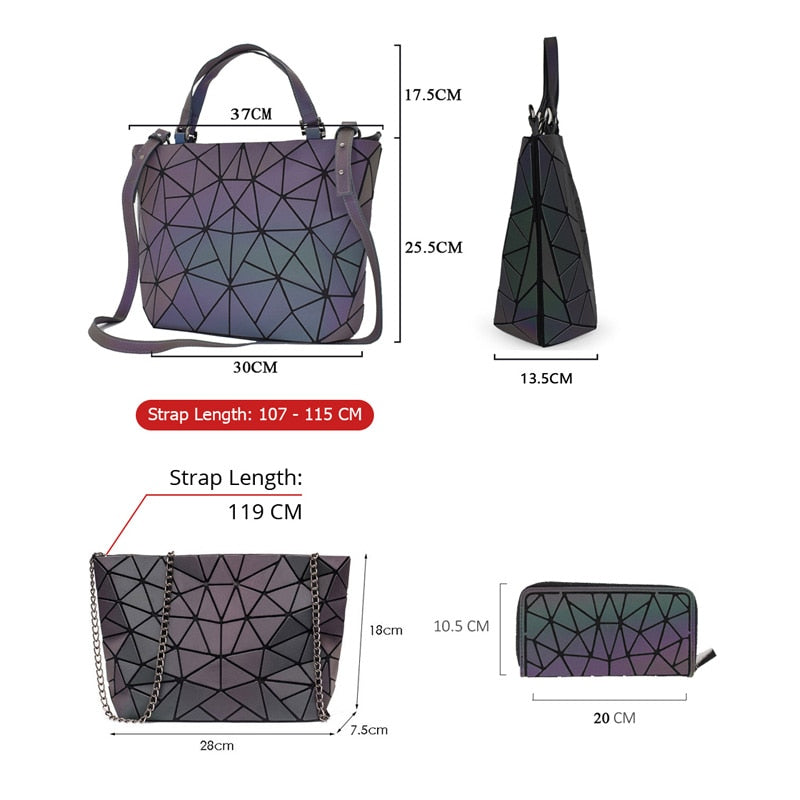 Women's Embossed Geometric 3 Piece Bag Set Dsers