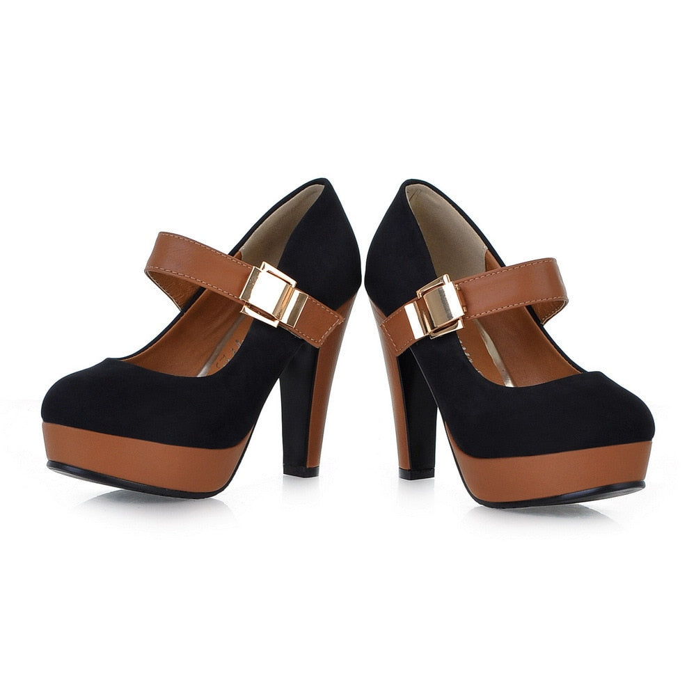 Women's Round Toe Platform Heels Dsers