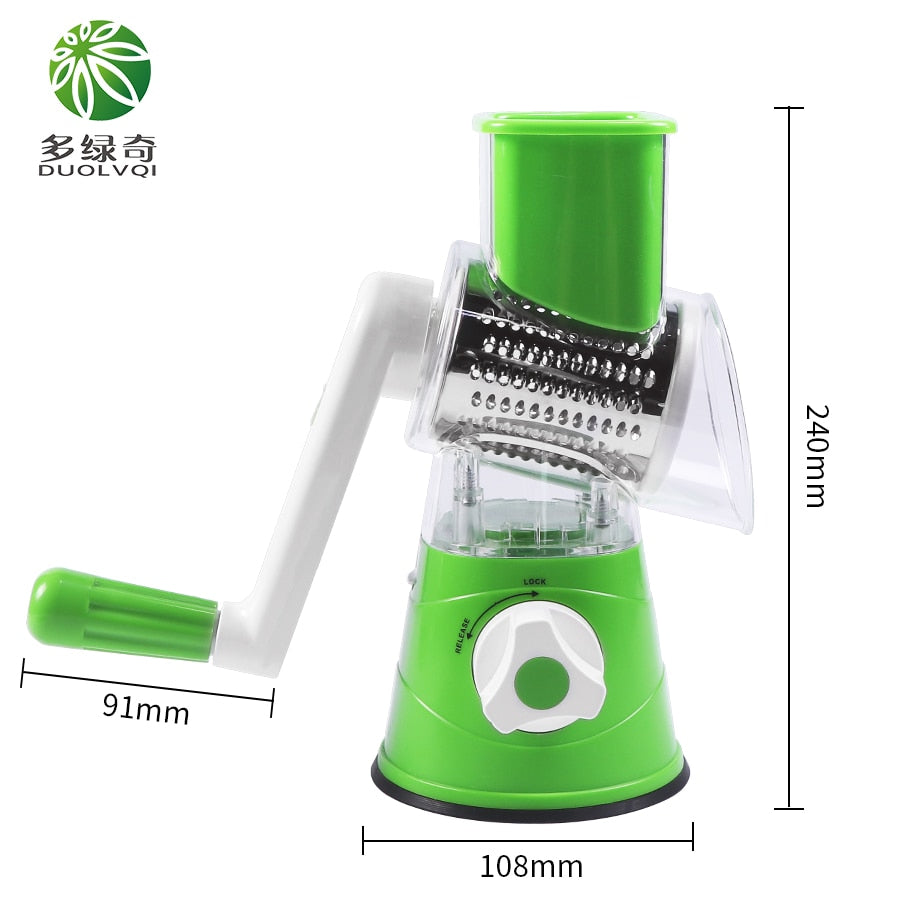 Multifunctional Vegetable Slicer 3 in 1Manual Round Grater Vegetable  Slicer Potato Spiralizer Home Gadgets Kitchen Accessories Dsers