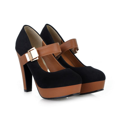 Women's Round Toe Platform Heels Dsers