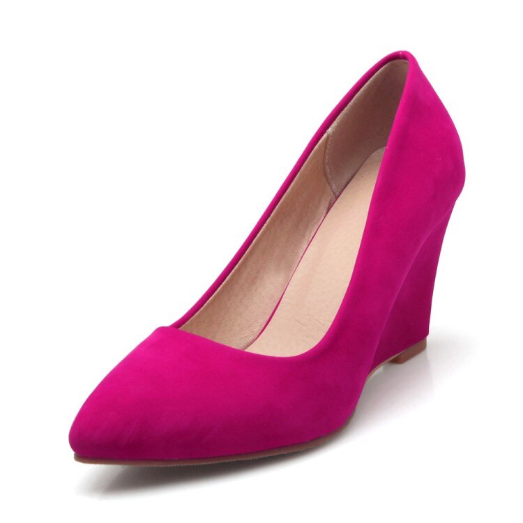 Women's Suede Pointed Toe Wedge Heels Dsers