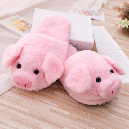 Women's Fuzzy Pink Piggy Themed Slippers Dsers