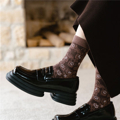 Harajuku Embroidery Retro Vintage Woman Socks Ethnic Japanese Kawaii Cute Socks Fashion Streetwear Lolita Lace Flower Crew Socks