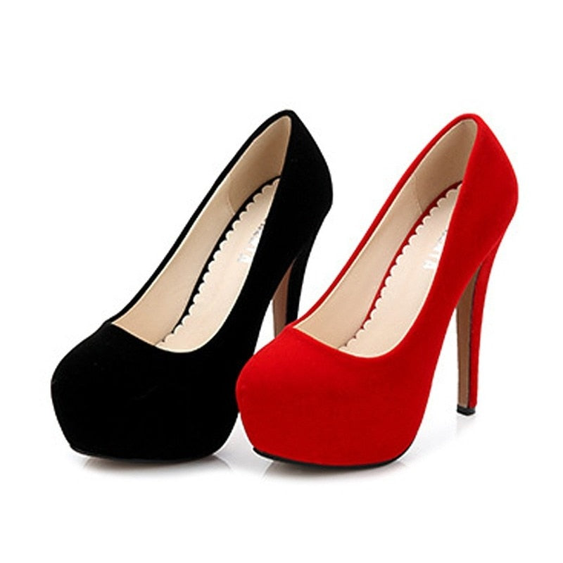 Women's Suede Round Toe High Heels Dsers