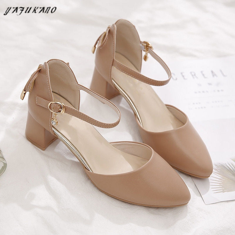 Women's Low Heel Dress Shoes with Thin Bow Strap Dsers