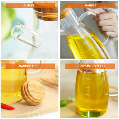 Transparent Glass Oil Bottle with Handle Scale Heat-Resistant High Borosilicate Kitchen Supplies Soy Sauce Vinegar Container Dsers