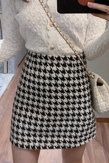 Women's Houndstooth Mini Skirt Dsers