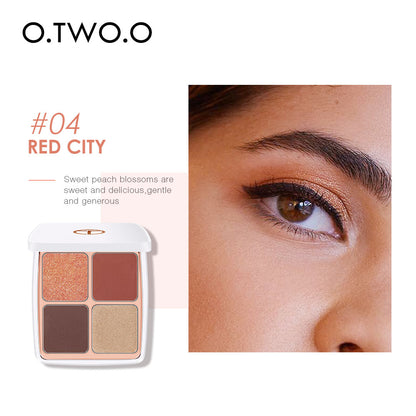 O.TWO.O Colored Drawing Morocco Eyeshadow Palette 4 Colors Matte Shimmer Glitter Effect Eye Shadow Makeup For Daily Use