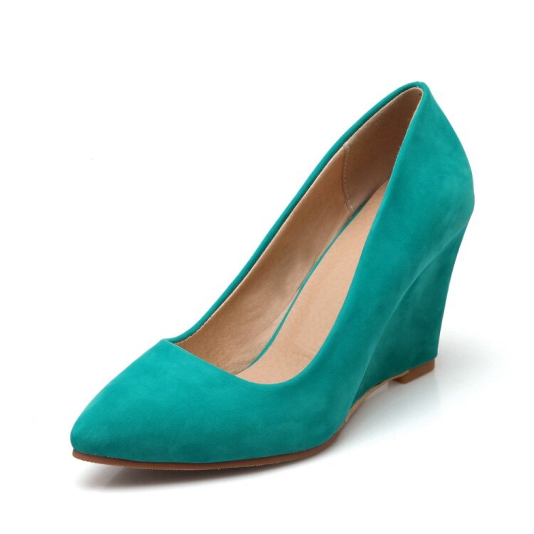 Women's Suede Pointed Toe Wedge Heels Dsers