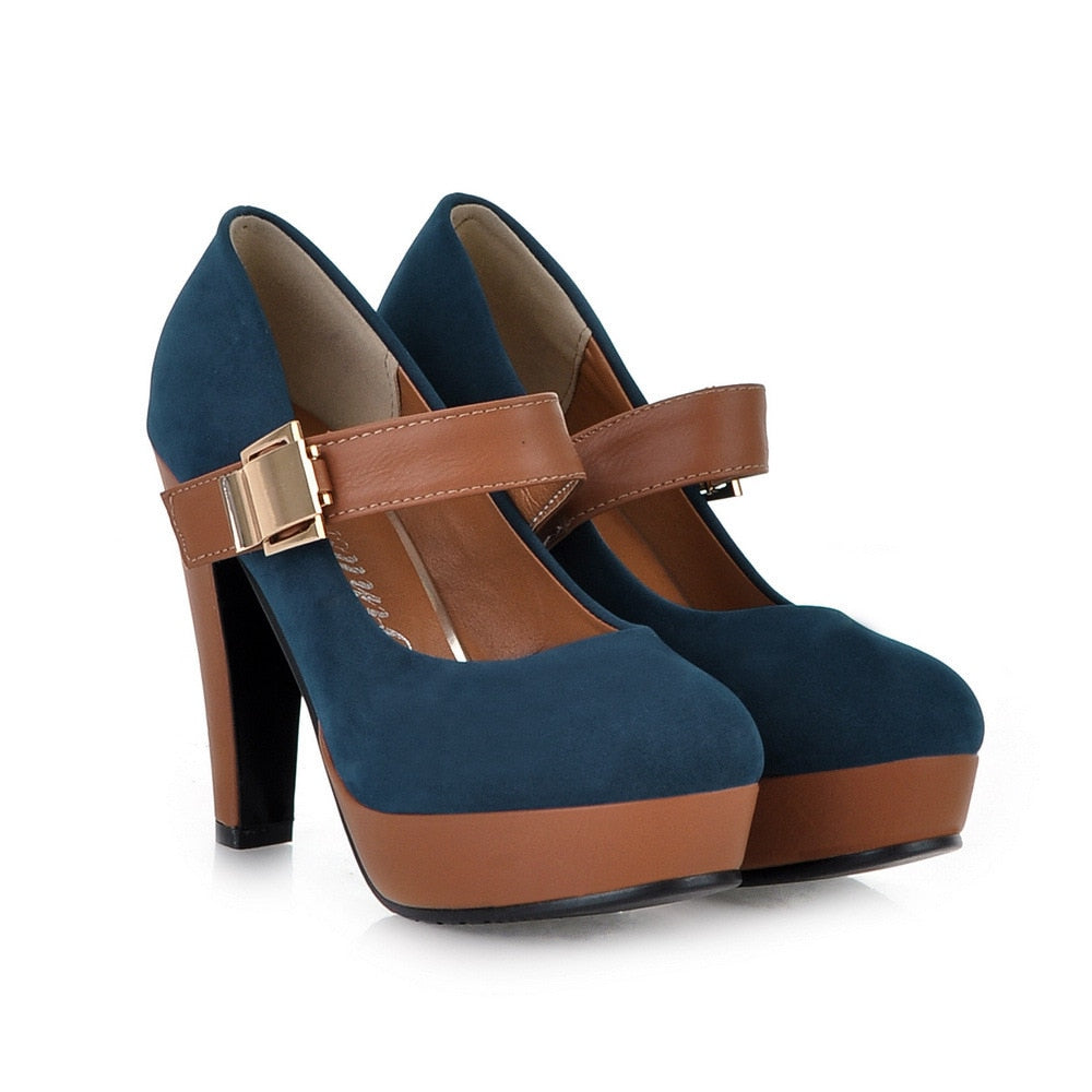 Women's Round Toe Platform Heels Dsers